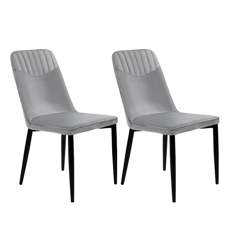 Artiss Set of 2 Dining Chairs Retro Chair Replica New metal Legs High Back Velvet Grey