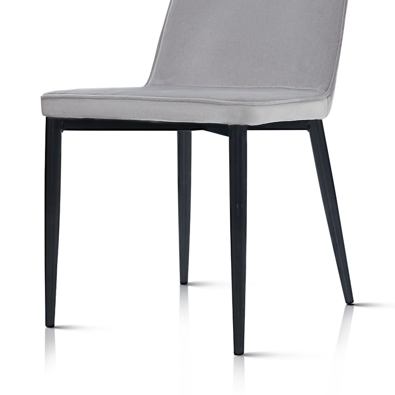 Artiss Set of 2 Dining Chairs Retro Chair Replica New metal Legs High Back Velvet Grey - Sale Now