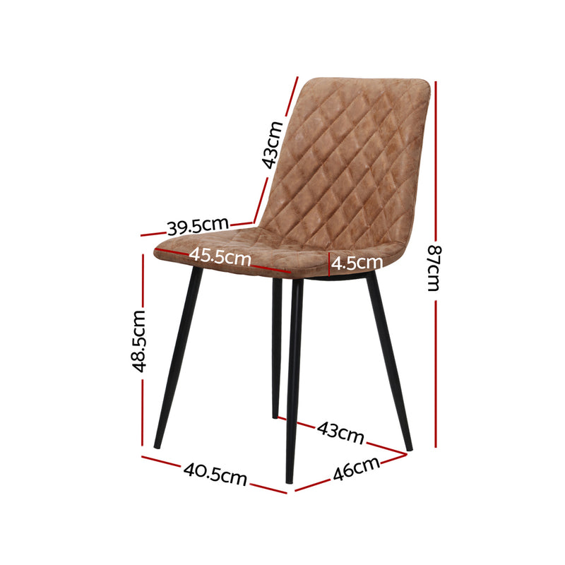 Artiss Set of 2 Dining Chairs Replica Kitchen Chair PU Leather Padded Retro Iron Legs - Sale Now