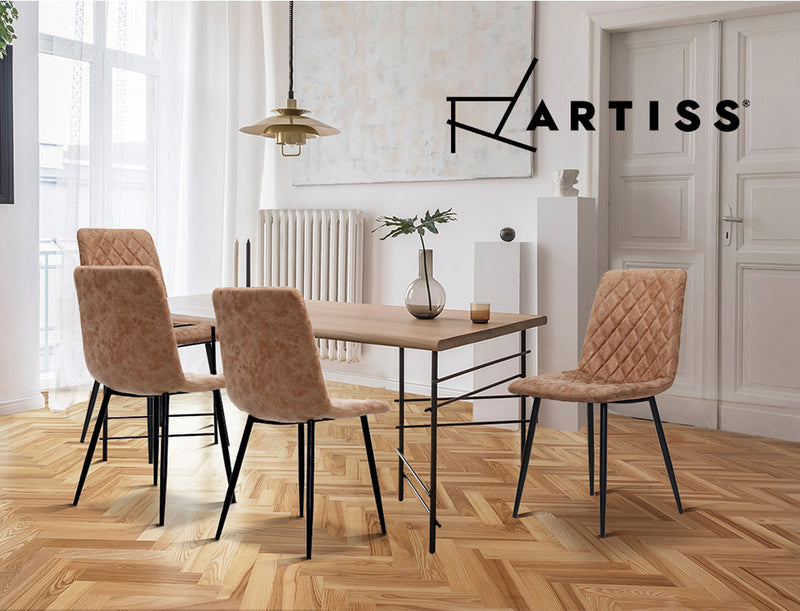 Artiss Set of 2 Dining Chairs Replica Kitchen Chair PU Leather Padded Retro Iron Legs - Sale Now