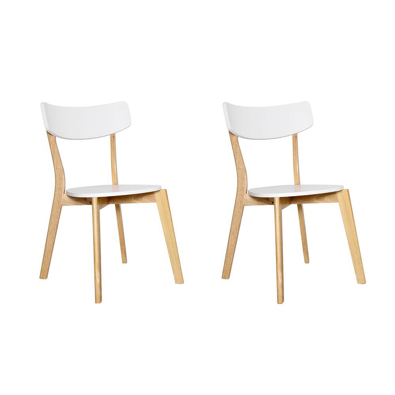 Artiss Set of 2 Dining Chairs Kitchen Chair Rubber Wood Cafe Retro White Wooden Seat