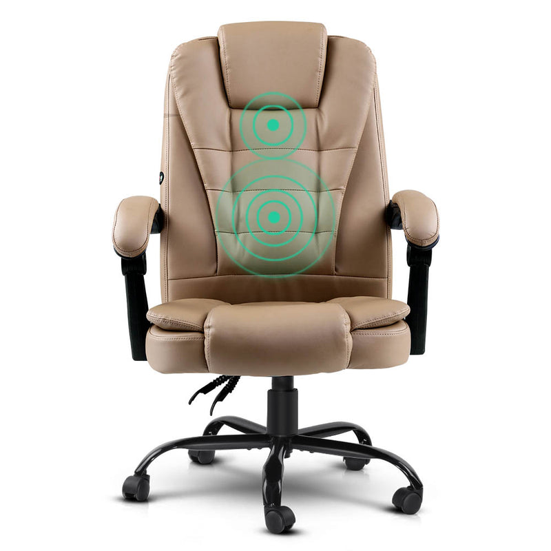 Artiss Massage Office Chair PU Leather Recliner Computer Gaming Chairs Espresso - Sale Now