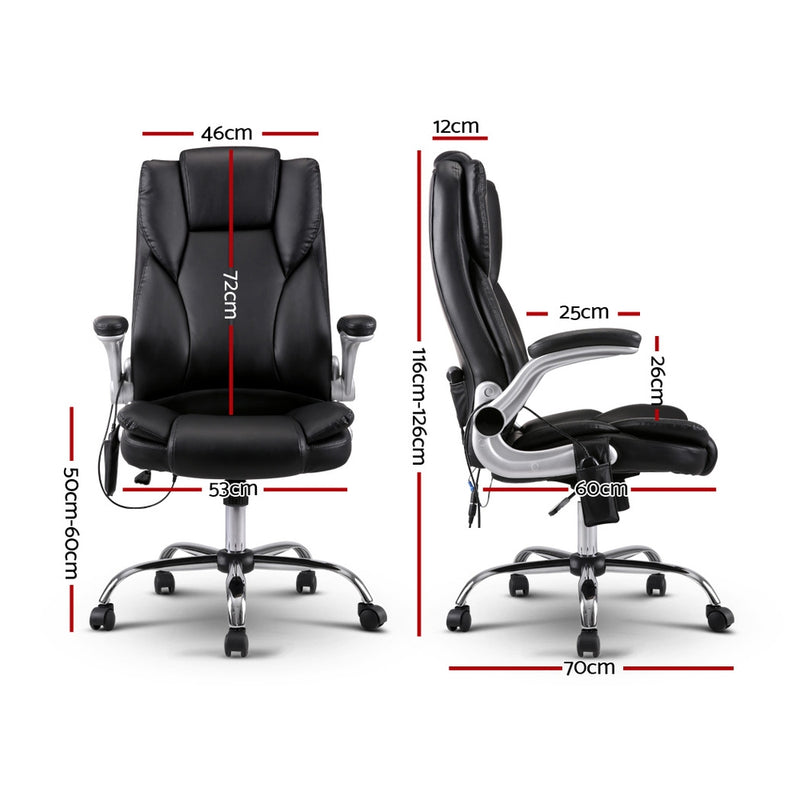 8 Point PU Leather Massage Chair - Black - Sale Now