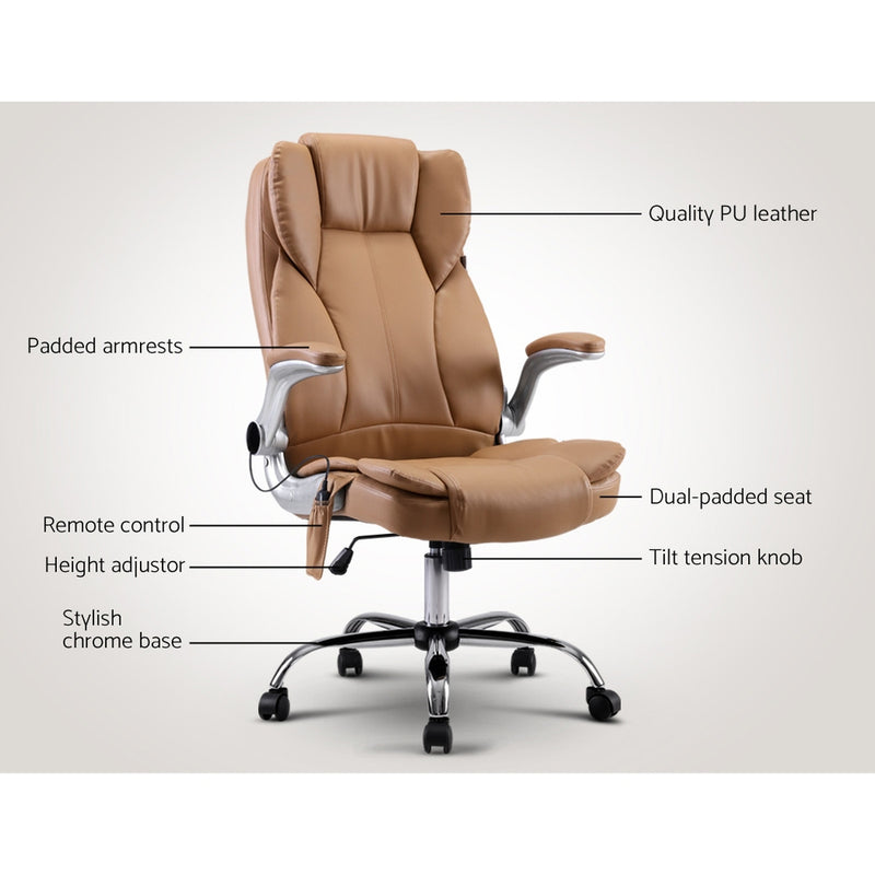 Artiss Massage Office Chair Gaming Chair Computer Desk Chair 8 Point Vibration Espresso - Sale Now