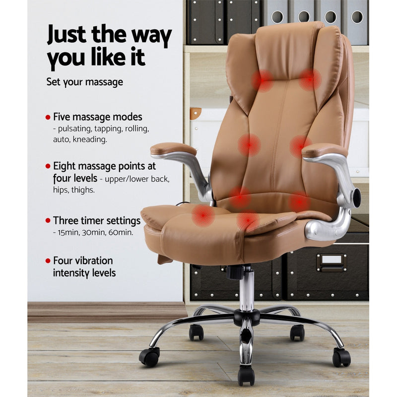 Artiss Massage Office Chair Gaming Chair Computer Desk Chair 8 Point Vibration Espresso - Sale Now
