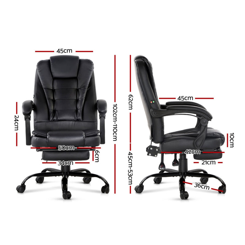 Artiss Electric Massage Office Chairs Recliner Computer Gaming Seat Footrest Black - Sale Now