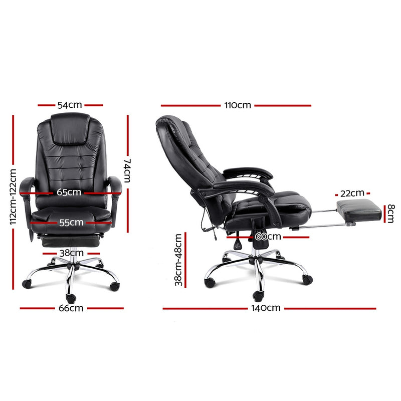 8 Point Reclining Message Chair - Black - Sale Now