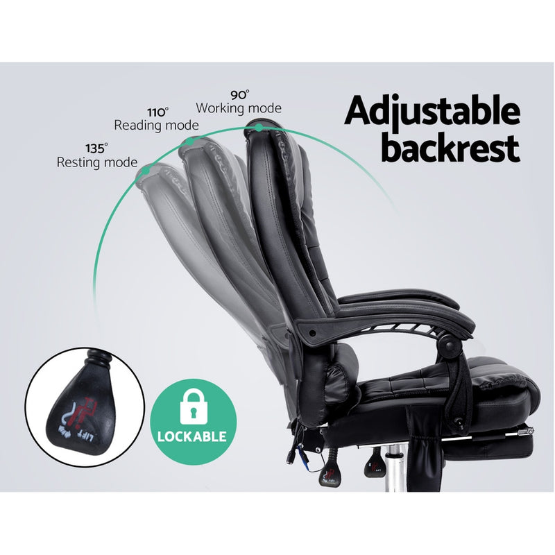 8 Point Reclining Message Chair - Black - Sale Now