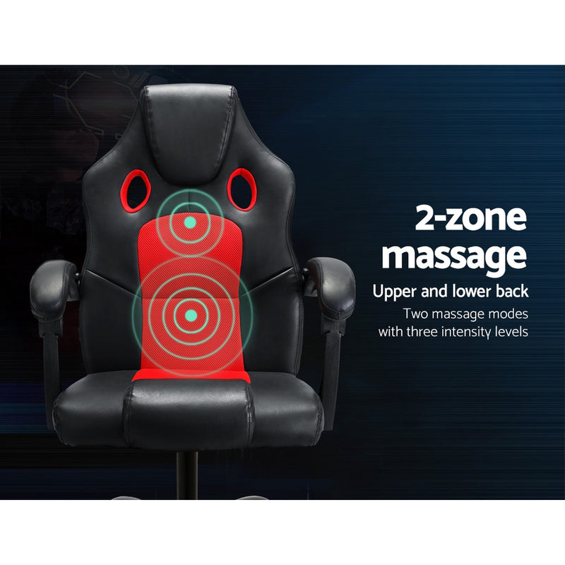 Artiss Massage Office Chair Gaming Computer Seat Recliner Racer Red - Sale Now