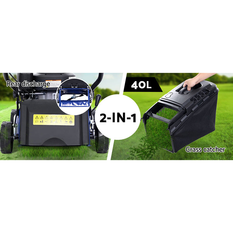 Lawn Mower 139cc 17" Petrol Powered Push Lawnmower 4 Stroke Steel Deck - Sale Now