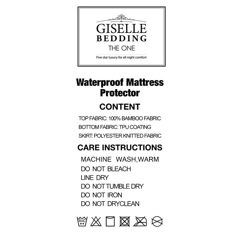 Giselle Bedding Double Size Waterproof Bamboo Mattress Protector - Sale Now
