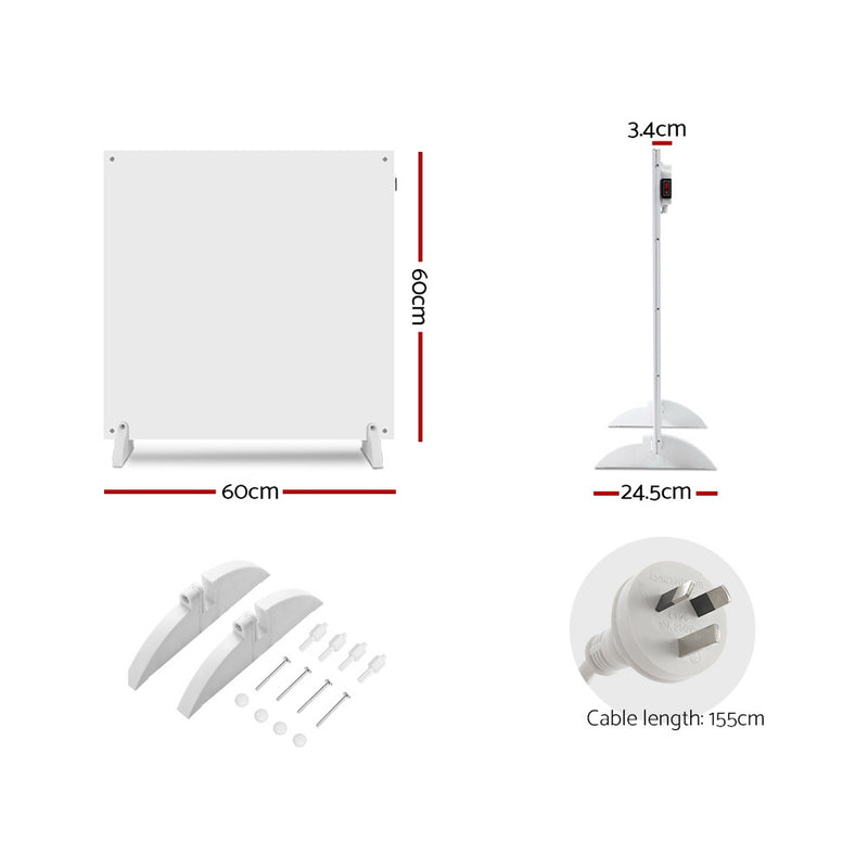 Devanti 450W Metal Wall Mount Panel Heater Infrared Slimline Portable Caravan White - Sale Now