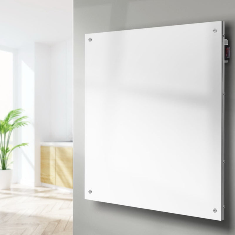 Devanti 450W Metal Wall Mount Panel Heater Infrared Slimline Portable Caravan White - Sale Now