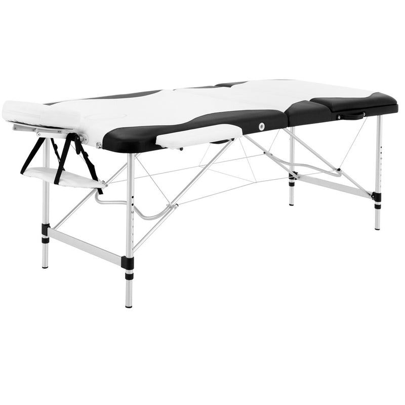 Zenses 3 Fold Portable Aluminium Massage Table - Black & White - Sale Now