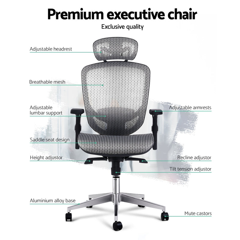 Artiss Office Chair Gaming Chair Computer Chairs Mesh Net Seating Grey - Sale Now