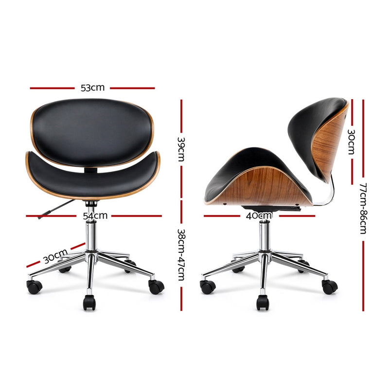 Wooden & PU Leather Office Desk Chair - Black - Sale Now