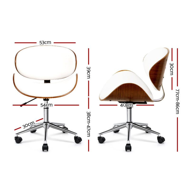 Artiss Wooden & PU Leather Office Desk Chair - White - Sale Now