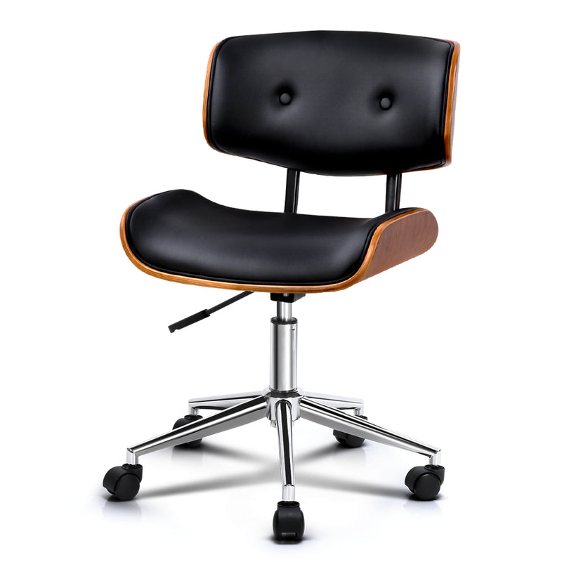Artiss Wooden & PU Leather Office Desk Chair - Black