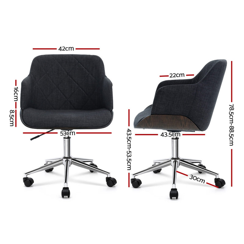 Artiss Wooden Office Chair Computer Gaming Chairs Executive Fabric Grey - Sale Now