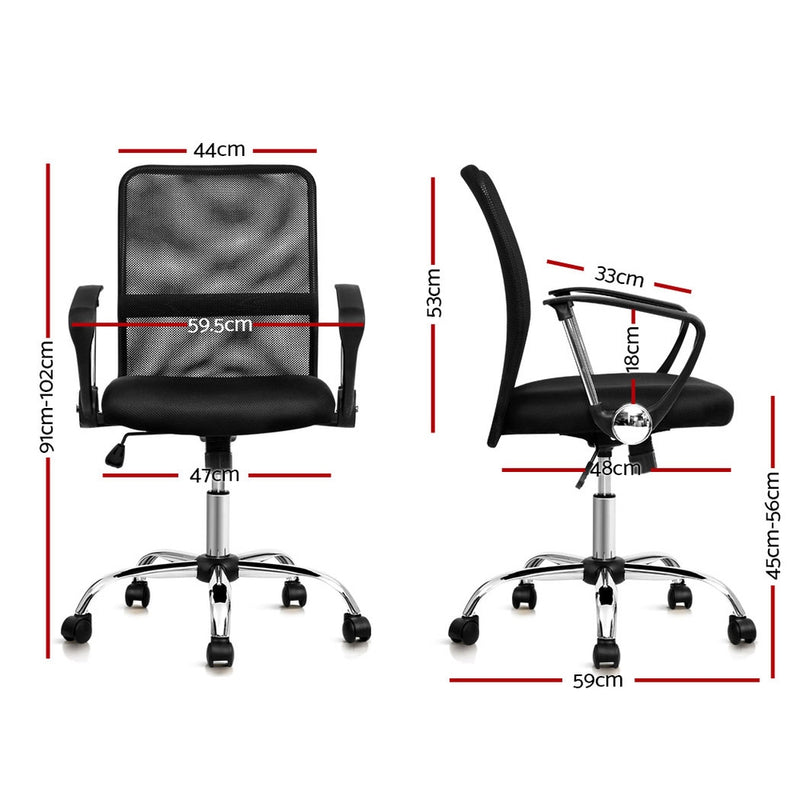 Artiss Office Chair Gaming Chair Computer Mesh Chairs Executive Mid Back Black - Sale Now