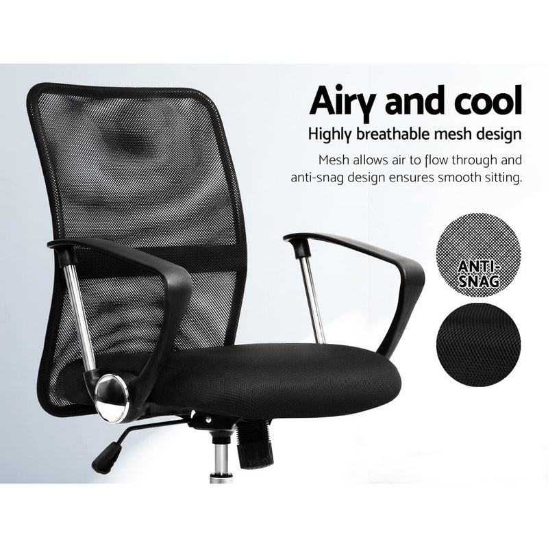 Artiss Office Chair Gaming Chair Computer Mesh Chairs Executive Mid Back Black - Sale Now