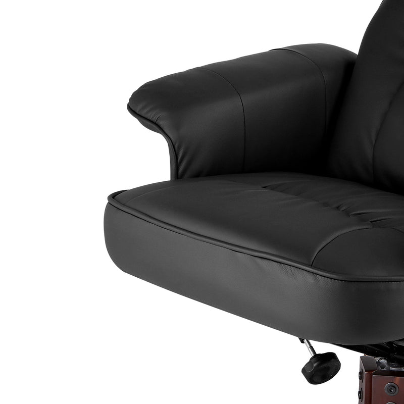 Artiss PU Leather Wood Armchair Recliner - Black - Sale Now