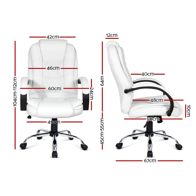 PU Leather Padded Office Desk Computer Chair - White - Sale Now