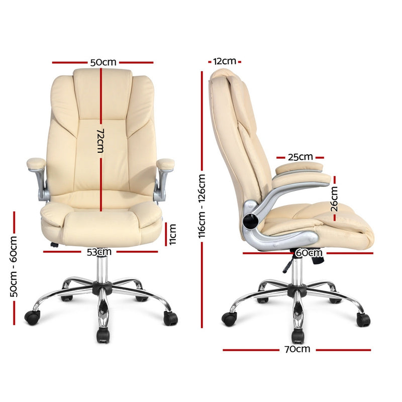 Artiss PU Leather Executive Office Desk Chair - Beige - Sale Now