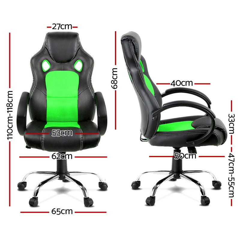 Racing Style PU Leather Office Desk Chair - Green - Sale Now