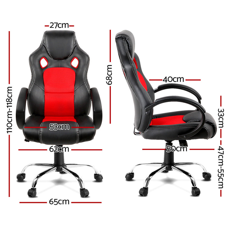 Racing Style PU Leather Office Desk Chair - Red - Sale Now