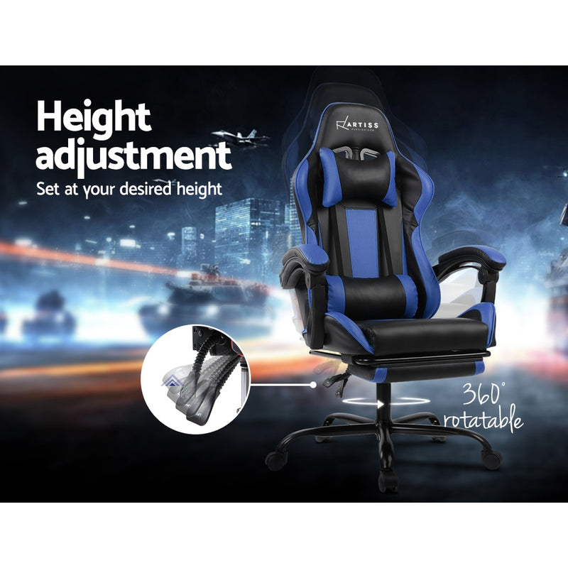 Gaming Office Chair Computer Seating Racer Black and Blue - Sale Now