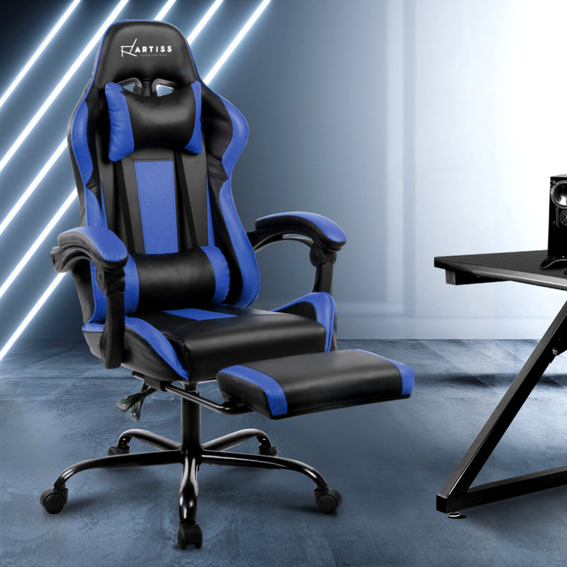 Gaming Office Chair Computer Seating Racer Black and Blue - Sale Now
