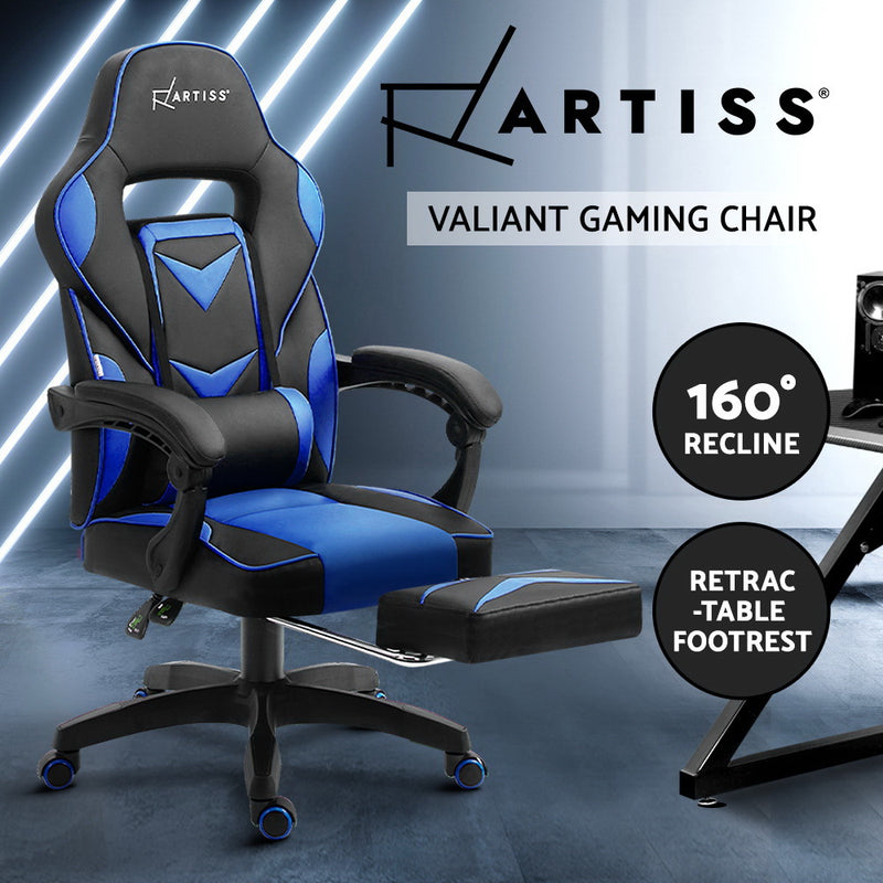 Artiss Office Chair Computer Desk Gaming Chair Study Home Work Recliner Black Blue - Sale Now