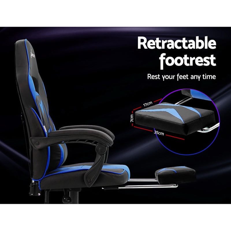 Artiss Office Chair Computer Desk Gaming Chair Study Home Work Recliner Black Blue - Sale Now