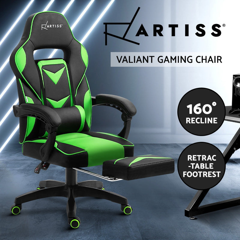 Artiss Office Chair Computer Desk Gaming Chair Study Home Work Recliner Black Green - Sale Now