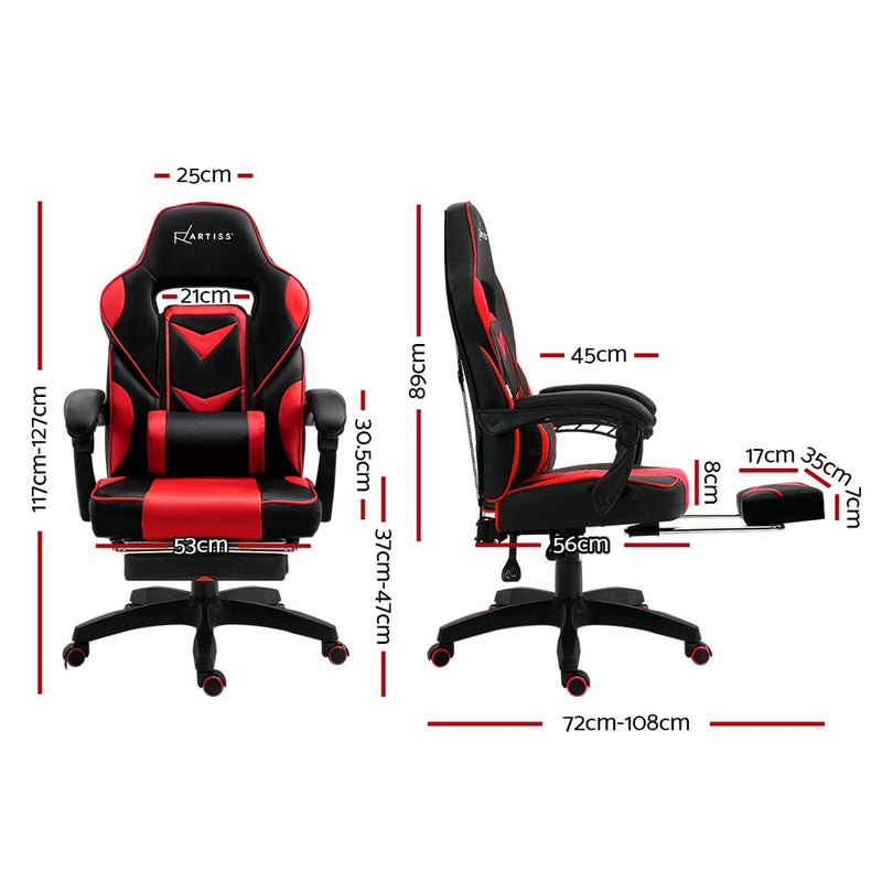Artiss Office Chair Computer Desk Gaming Chair Study Home Work Recliner Black Red - Sale Now