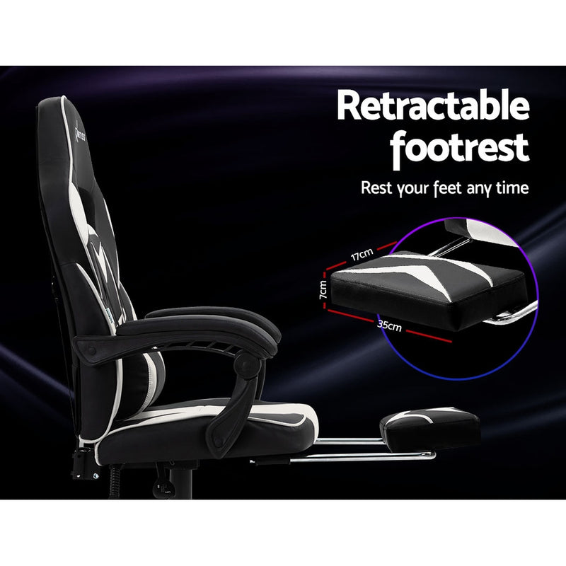 Artiss Office Chair Computer Desk Gaming Chair Study Home Work Recliner Black White - Sale Now