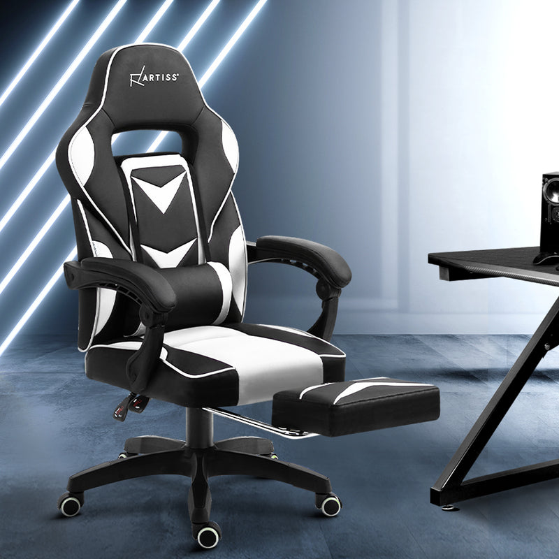 Artiss Office Chair Computer Desk Gaming Chair Study Home Work Recliner Black White - Sale Now