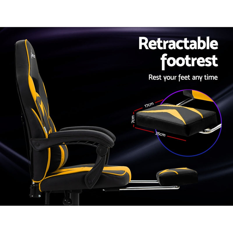 Artiss Office Chair Computer Desk Gaming Chair Study Home Work Recliner Black Yellow - Sale Now