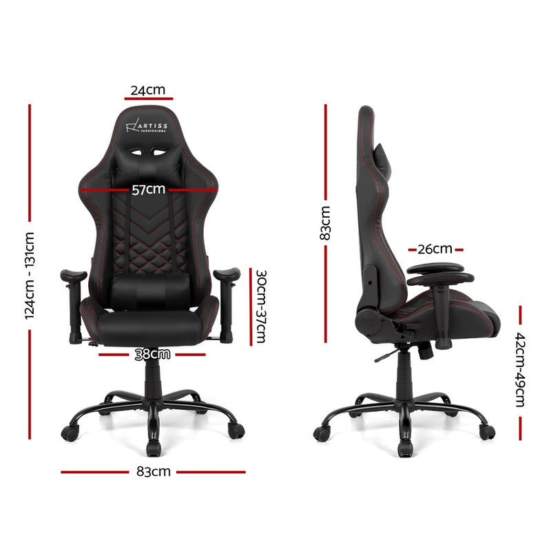 Artiss Gaming Office Chairs Computer Desk Racing Recliner Executive Seat Black - Sale Now