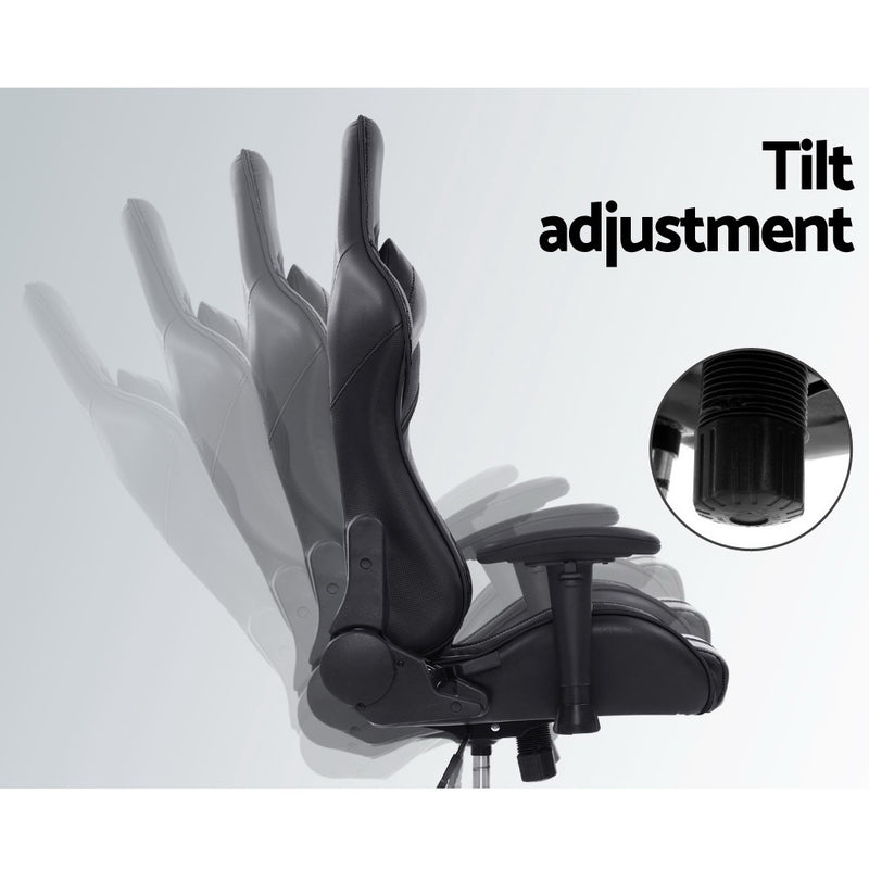 Artiss Gaming Office Chair Computer Chairs Leather Seat Racer Racing Meeting Chair Black - Sale Now