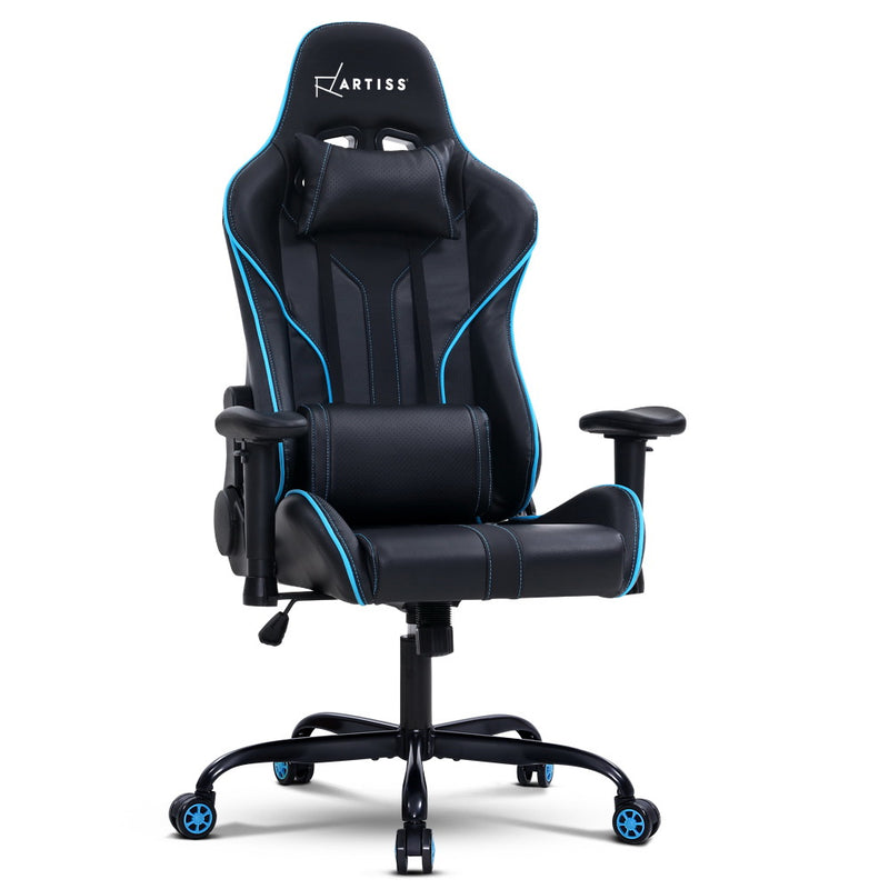 Artiss Gaming Office Chair Computer Chairs Leather Seat Racing Racer Recliner Meeting Chair Black Blue