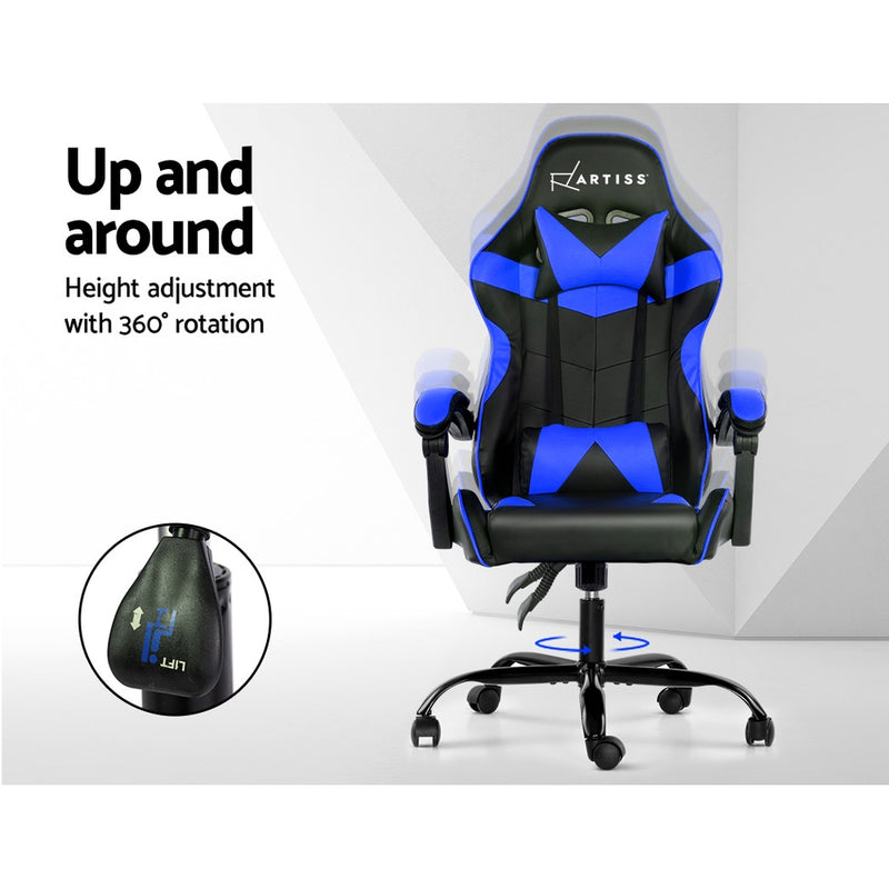 Artiss Gaming Office Chairs Computer Seating Racing Recliner Racer Black Blue - Sale Now