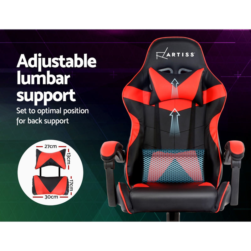 Artiss Gaming Office Chairs Computer Seating Racing Recliner Racer Black Red - Sale Now