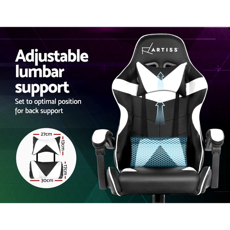 Artiss Gaming Office Chairs Computer Seating Racing Recliner Racer Black White - Sale Now