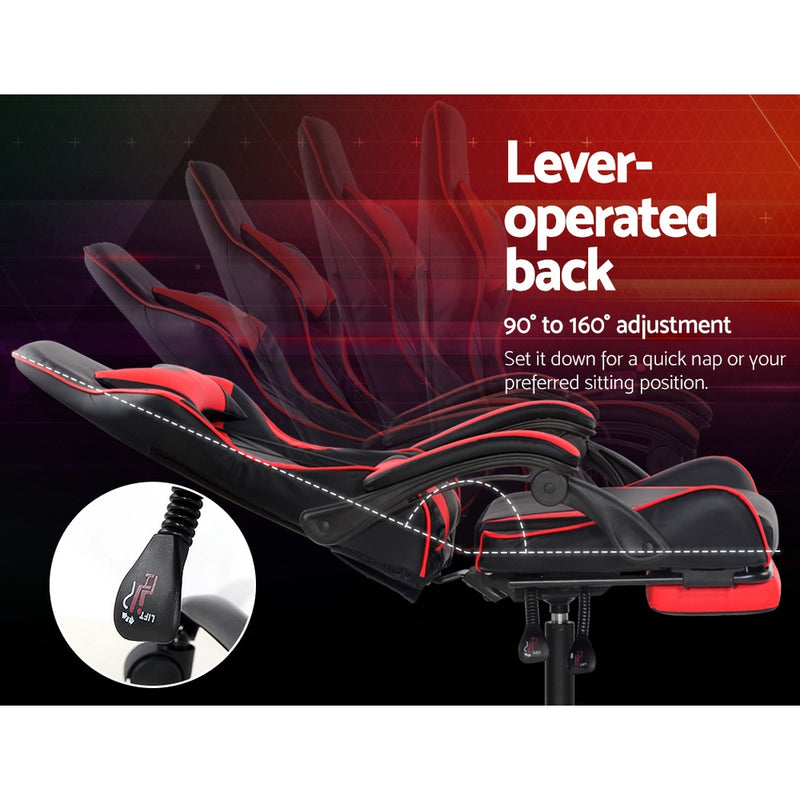 Artiss Gaming Office Chairs Computer Seating Racing Recliner Footrest Black Red - Sale Now