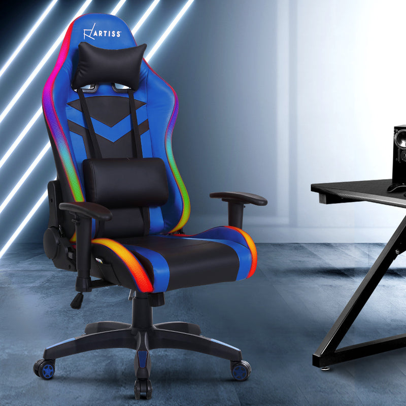 Artiss Gaming Office Chair RGB LED Lights Computer Desk Chair Home Work Chairs - Sale Now