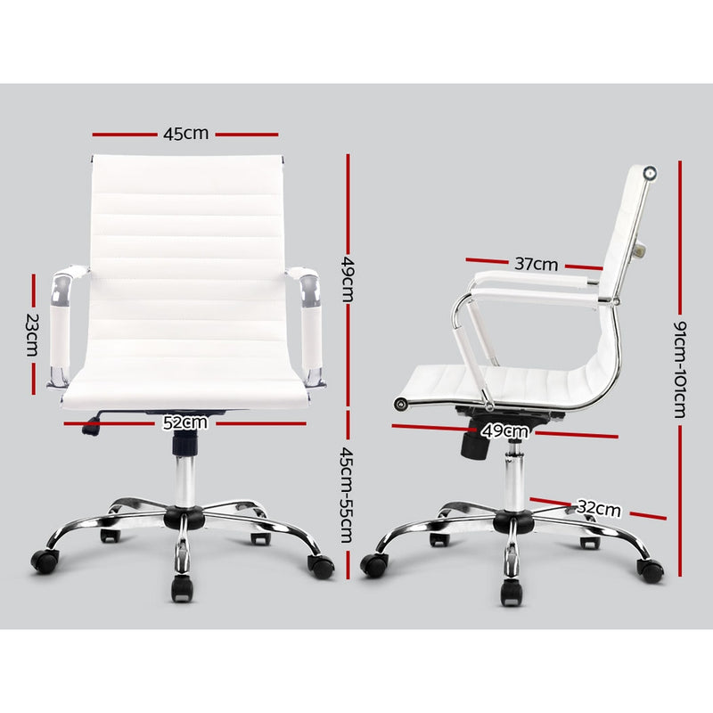 Artiss Gaming Office Chair Computer Desk Chairs Home Work Study White Mid Back - Sale Now
