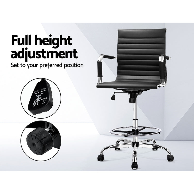 Artiss Office Chair Veer Drafting Stool Mesh Chairs Armrest Standing Desk Black - Sale Now