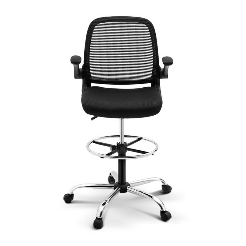 Veer Drafting Stool Office Chair Mesh Adjust Black - Sale Now